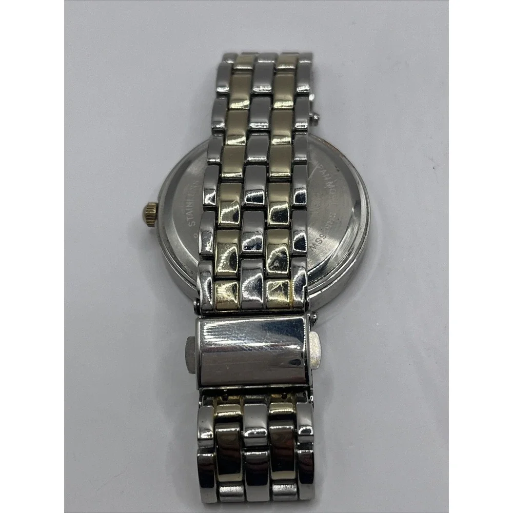 Studio Time Women's‎ Watch Rhinestone Bezel Two Tone Band- New Battery